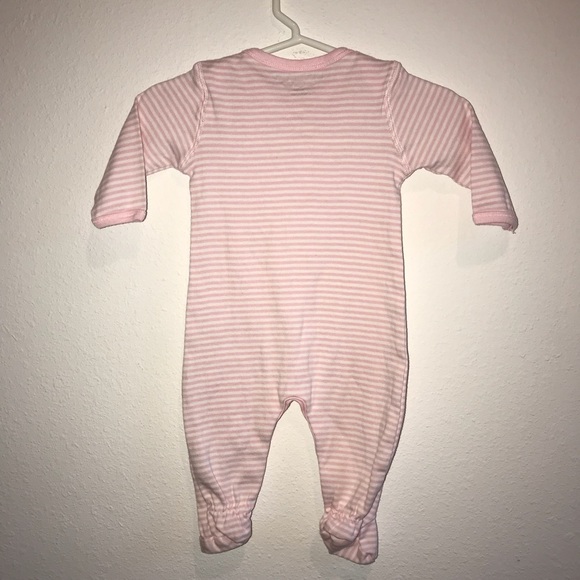 New Burt’s Bees Baby pink stripe footie newborn - Picture 4 of 4